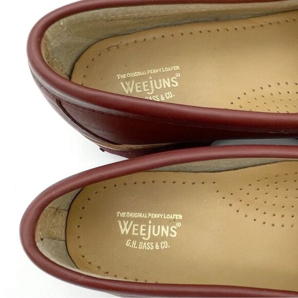 G.H. Bass Weejuns Penny Loafers Lug Sole Red Orange Leather Size 7 Preppy Fall - Picture 11 of 16